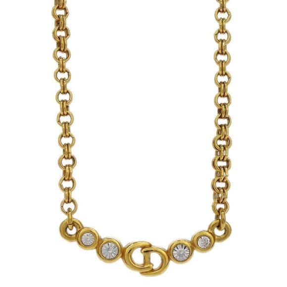 Christian Dior Necklace Pendant Gold Rhinestone 144873 - Picture 1 of 4
